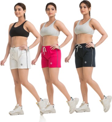 STYLE AK Solid Women White, Pink, Blue Regular Shorts