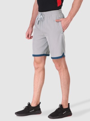 Fitinc Self Design Men Grey Sports Shorts