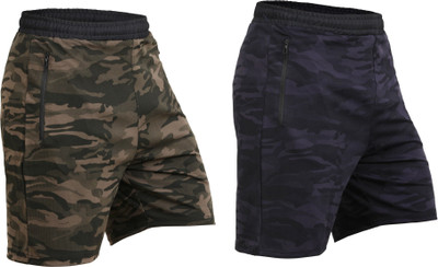 NINQ Military Camouflage Men Green, Dark Blue Sports Shorts