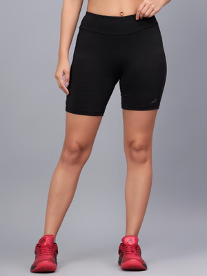 VECTOR X Self Design Men & Women Black Compression Shorts