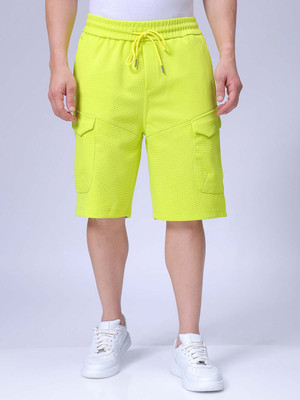 The Indian Garage Co. Solid Men Green Cargo Shorts