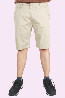 PUBHIZA Solid Men White Chino Shorts