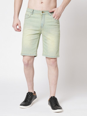 PROVOGUE Solid Men Light Green Denim Shorts