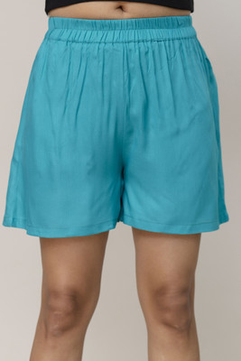 PXS Solid Women Light Green Casual Shorts
