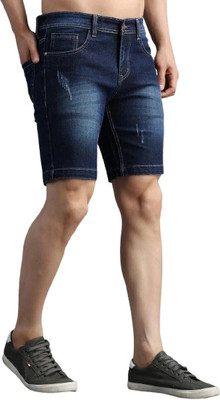 PRJ IN STYLE Solid Men Denim Dark Blue Basic Shorts, Regular Shorts, Beach Shorts, Casual Shorts