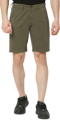 Spykar Solid Men Green Basic Shorts