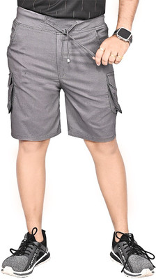 MNICreators Solid Men Grey Basic Shorts