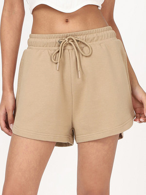 BEWAKOOF Solid Women Brown Bermuda Shorts