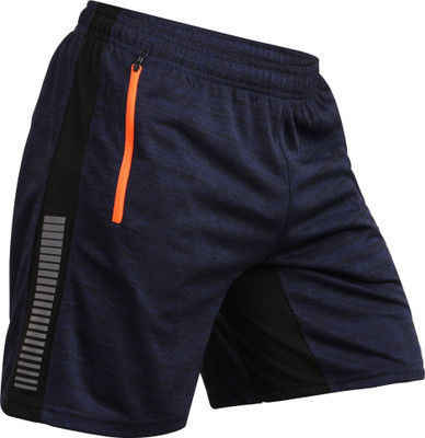 NINQ Self Design, Striped Men Dark Blue Regular Shorts, Compression Shorts, Compression Shorts, Gym Shorts