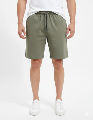 VOMAZO Solid Men Brown Basic Shorts