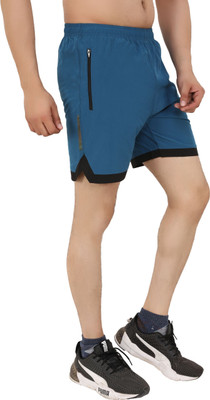 NINQ Military Camouflage Men Blue Regular Shorts, Sports Shorts, Compression Shorts, Cycling Shorts, Running Shorts