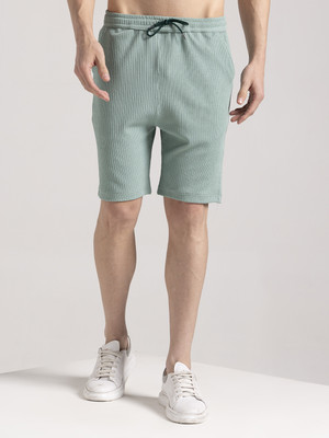 INDICLUB Self Design Men Light Green Regular Shorts