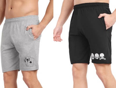 Stroove Solid Men Grey, Black Casual Shorts