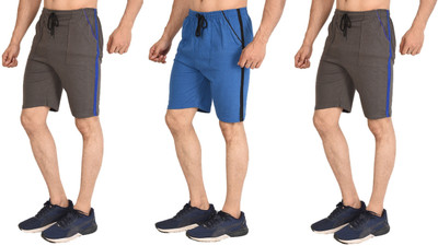 HouseOfCommon Solid Men Brown, Brown, Dark Blue Sports Shorts