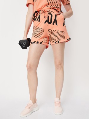 MAX Printed Women Orange Casual Shorts