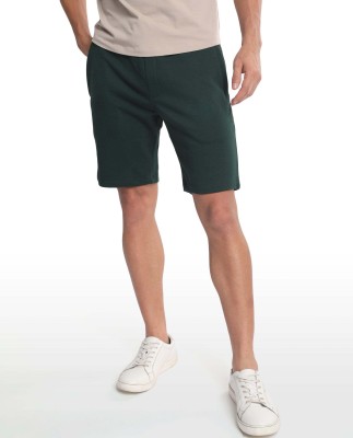 RARE RABBIT Solid Men Green Regular Shorts