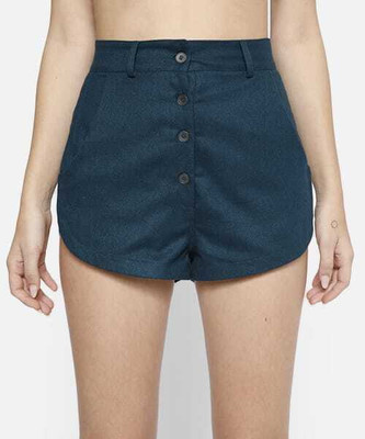 SAMMYUKK Solid Women Denim Dark Blue Denim Shorts