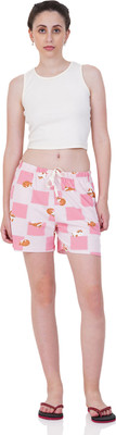 INDIAN FLOWER Checkered Women Pink Regular Shorts