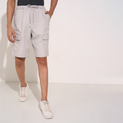 7 Alt by Pantaloons Solid Men Grey Basic Shorts