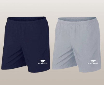 skyrow Printed Men Dark Blue, Grey Regular Shorts