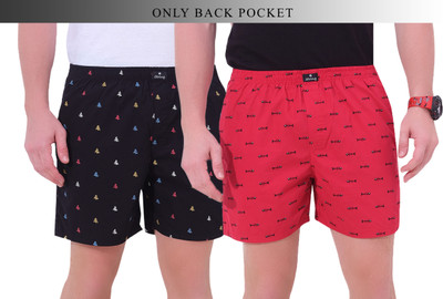 String Printed Men Red, Black Boxer Shorts