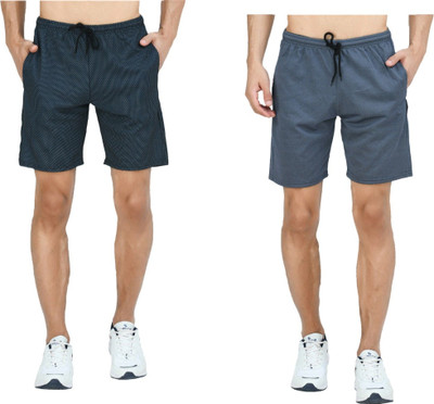Indestar Solid Men Blue, Grey Bermuda Shorts
