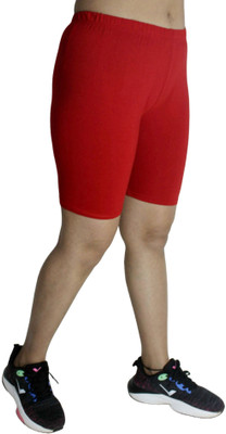 pinkshell Solid Women Red Cycling Shorts