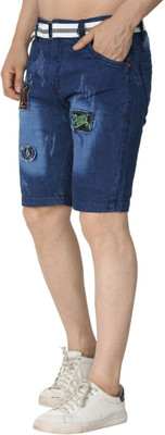 Masher Solid Men Denim Dark Blue Denim Shorts