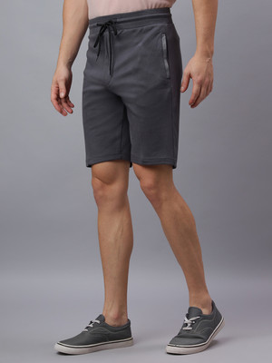 Ho Bindaass Solid Men Grey Basic Shorts