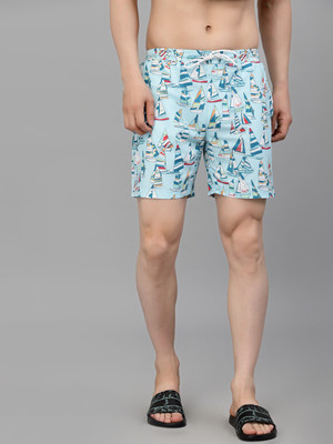 Style Quotient Printed Men Blue Casual Shorts