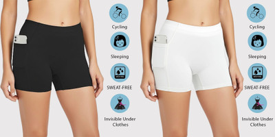 hgs Solid Women Black, White Cycling Shorts