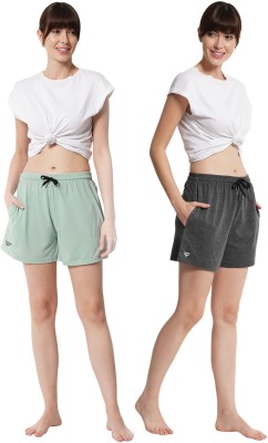 Fflirtygo Solid Women Black, Green Casual Shorts