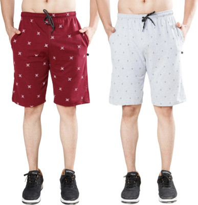WILD CAMO Printed Men Maroon, White Regular Shorts