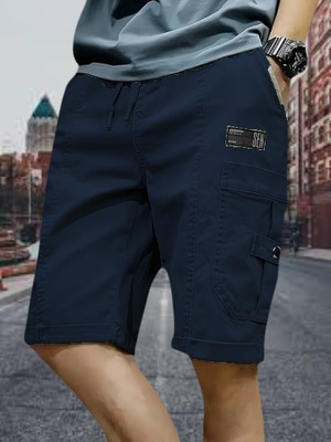 TYRELL Solid Men Dark Blue Cargo Shorts