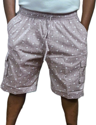 MAA KALI DRESSES Printed Men Beige Bermuda Shorts