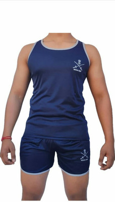 AKE Self Design Men Reversible Blue Running Shorts