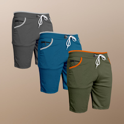 WeReKo Solid Men Dark Grey, Light Blue, Green Sports Shorts, Casual Shorts, Gym Shorts