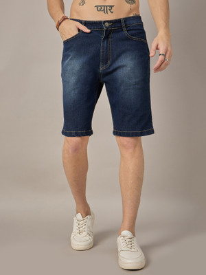 STUDIO NEXX Solid Men Denim Dark Blue Denim Shorts