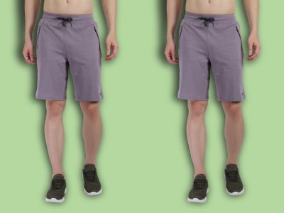 Twooft Solid Men Purple, Purple Gym Shorts