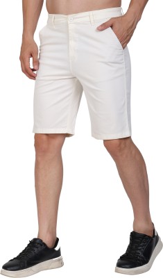 OXTRAP Solid Men White Chino Shorts