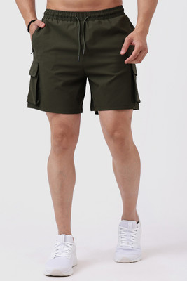 FuaarK Solid Men Dark Green Casual Shorts