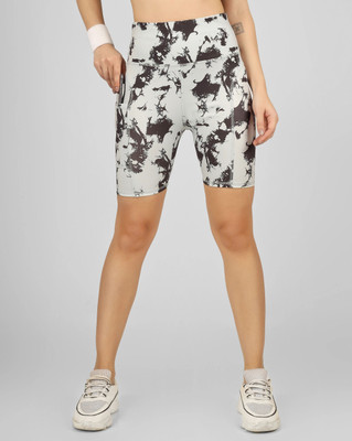 BEYOGINI Printed Women Grey, Black Sports Shorts