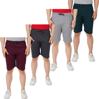 JUST TRY FASHION Checkered Men Multicolor Bermuda Shorts