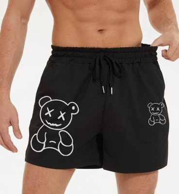 Culish Trend Printed Men Black Sports Shorts