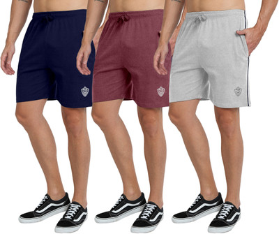 FTX Solid Men Dark Blue, Maroon, Grey Basic Shorts