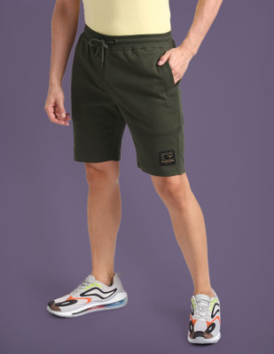 FLYING MACHINE Solid Men Green Basic Shorts