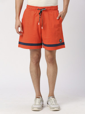 BEING HUMAN Solid Men Orange Basic Shorts