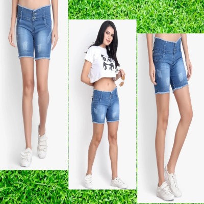 German Club Solid Women Denim Blue Denim Shorts