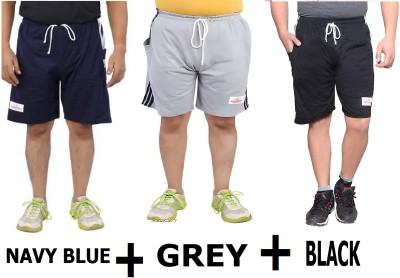 SastaSales Solid Men Black, Grey, Dark Blue Bermuda Shorts, Night Shorts, Regular Shorts