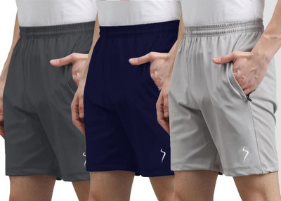 SIMONRIDER Solid Men Blue, Silver, Grey Running Shorts